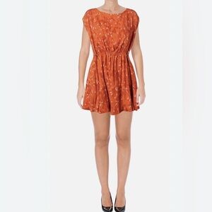 Free People Womens Fake Love Printed Mini Dress, Orange Size XS